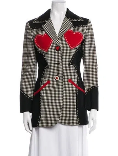 Pre-owned Moschino Cheap And Chic Wool Plaid Print Blazer In Black