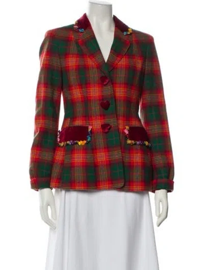 Pre-owned Moschino Cheap And Chic Wool Plaid Print Blazer In Red