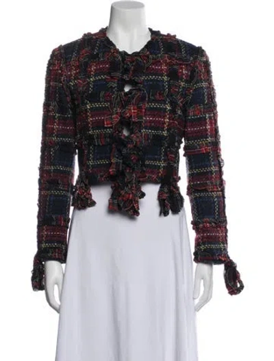 Pre-owned Moschino Cheap And Chic Wool Plaid Print Jacket In Blue
