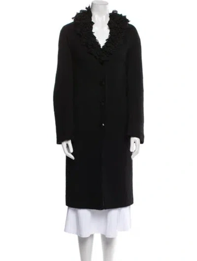 Pre-owned Moschino Cheap And Chic Wool Tweed Pattern Faux Fur Coat In Black