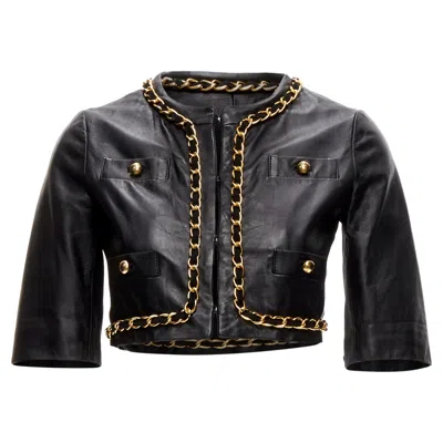 Moschino Cheap Chic Chain Quilted Leather Cropped Jacket In Black