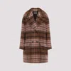 Moschino Plaid Double-breasted Coat Notched Lapels In Brown