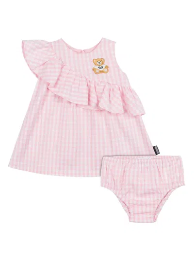 Moschino Babies' Check-pattern Dress In Pink