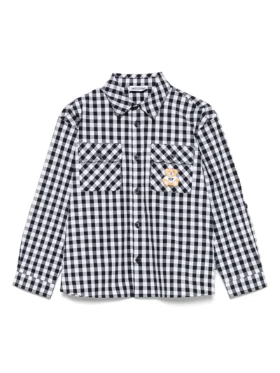 Moschino Kids' Check-pattern Shirt In Black
