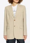Moschino Check Pattern Wool Blazer In Sand