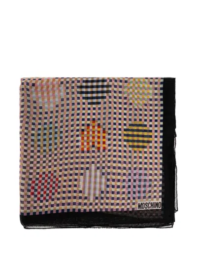 MOSCHINO CHECK-PRINT SILK SCARF