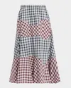 Moschino Check Tiered Midi Dress In Multi