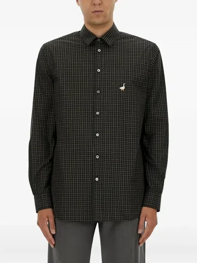 Moschino Couture Shirt With Goose Embroidery In Green