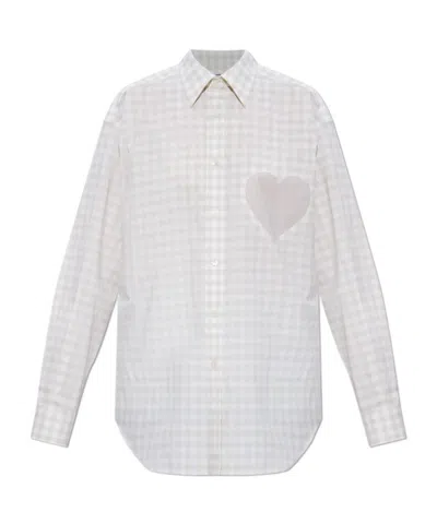 Moschino Heart-motif Check-pattern Shirt In Neutral