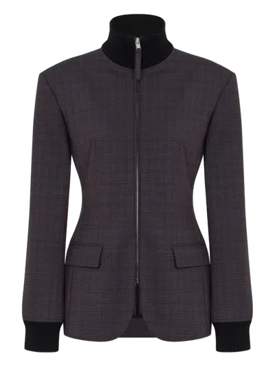 Moschino Checked-pattern Zip-up Coat In Multi