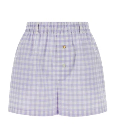 Moschino Checked Shorts In Purple