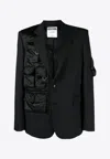Moschino Checked Wool Cargo Blazer In Gray