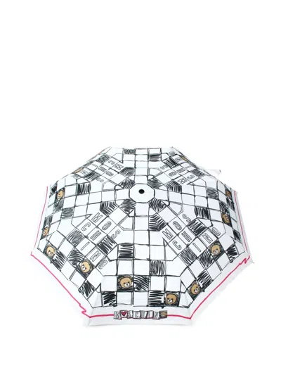 Moschino Checkerboard-print Umbrella In White