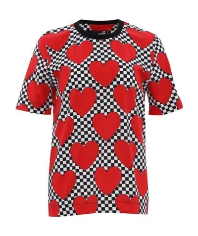 Moschino Checkered Love Printed T-shirt In Red