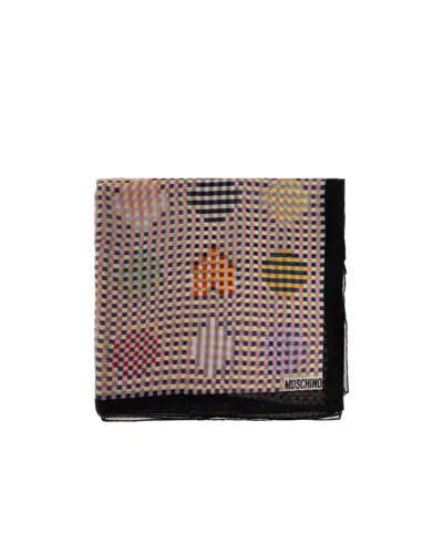 Moschino Checkered Pattern Silk Scarf In Multi