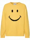 Moschino Cheerful Pixelated Smiley Face Knit Sweater In Yellow