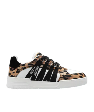 MOSCHINO MOSCHINO LEOPARD PRINT LOW-TOP SNEAKERS