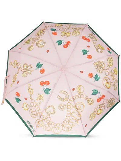 Moschino Cherry-print Umbrella In Pink