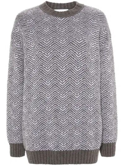 Moschino Pullover Mit Zickzackmuster In Grau