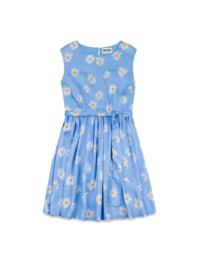 Moschino Chic Mini Dress For Girls In Blue