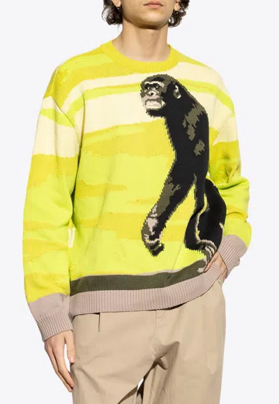 Moschino Chimpanzee Intarsia Knit Sweater In Multicolor