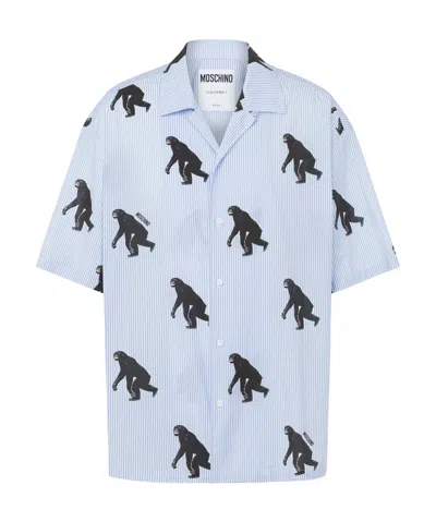 Moschino Chimpanzee Pattern Shirt In Blue