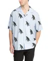 Moschino Poplin Shirt Allover Chimpanzee In Lightblue