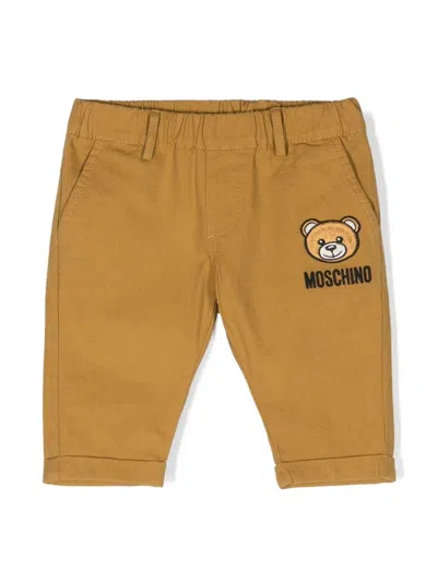 Moschino Babies' Chino Con Applicazione Teddy Bear In Brown
