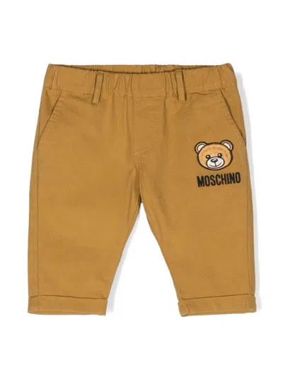 Moschino Babies' Teddy Bear-patch Mid-rise Chino Trousers In Multicolour