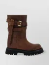 Moschino 'chunky Sole' Ankle Boots With Buckle And Strap