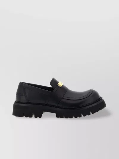 Moschino Chunky Sole Loafers Gold-tone Hardware In Black