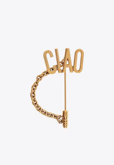 Moschino Ciao Chain-detail Brooch In Gold