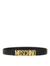 Moschino Adjustable Logo Embossed Belt With Multiple Holes