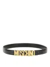 Moschino Adjustable Logo Embossed Belt In Black