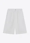 Moschino Wide White Bermuda Shorts In Cotton Women In White