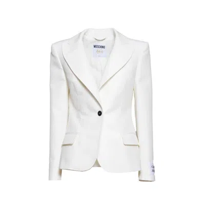 Moschino Classic Buttoned Jacket In Bianco