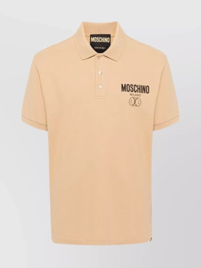 Moschino Classic Cotton Piqué Polo Shirt In Cream