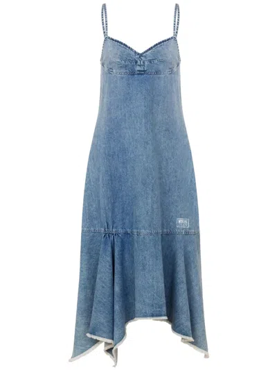 Moschino Classic Fitted Bodice Dress With Flared Skirt In Blue