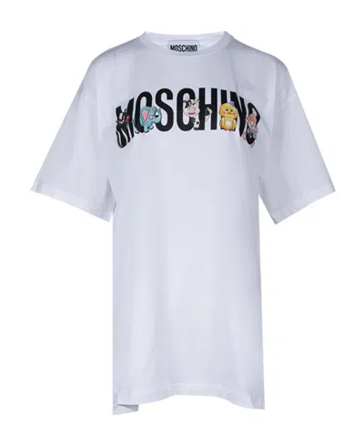 Moschino Classic Printed Letter Logo Short-sleeved T-shirt In White