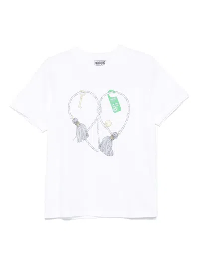 Moschino Classic Round Neck T-shirt In Soft Fabric In White