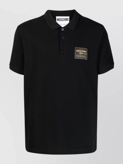 Moschino Classic Straight Cut Polo Shirt With Short Sleeves In Black