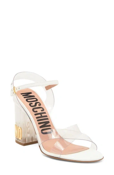 Moschino Clear Heel Sandal In Transparent White