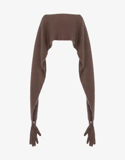 Moschino Cloak In Brushed Mohair In Brown