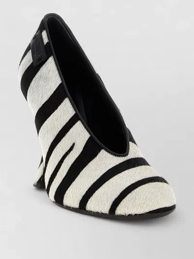 Moschino Closed Toe Pumps Zebra Pattern Heel In White