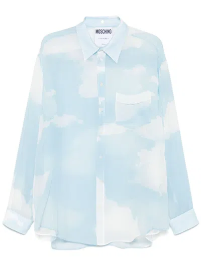 Moschino T-shirt Mit Wolken-print In Blau