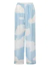 Moschino Silk Twill Pants Archive Clouds In Blue