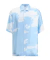 Moschino Silk Twill Shirt Archive Clouds In Blue