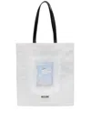 Moschino Cloud With Handle And Padlock-print Shoulder Bag In 白色
