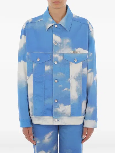 Moschino Clouds Cotton Jacket In Blue