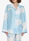 Moschino Archive Cloud Print Silk Shirt In Blue